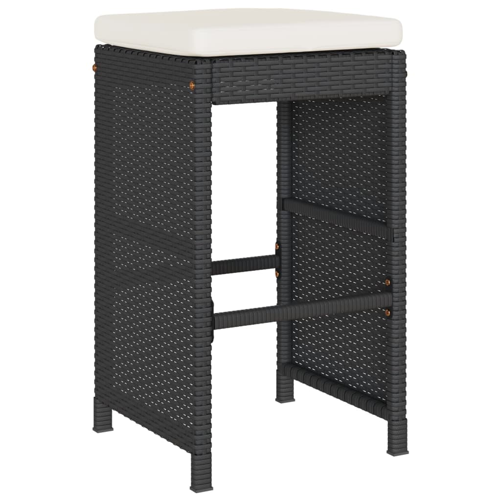 Sgabelli Bar da Giardino con Cuscini 6 pz Neri in Polyrattan