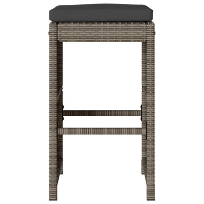 Sgabelli Bar da Giardino con Cuscini 6 pz Grigi in Polyrattan