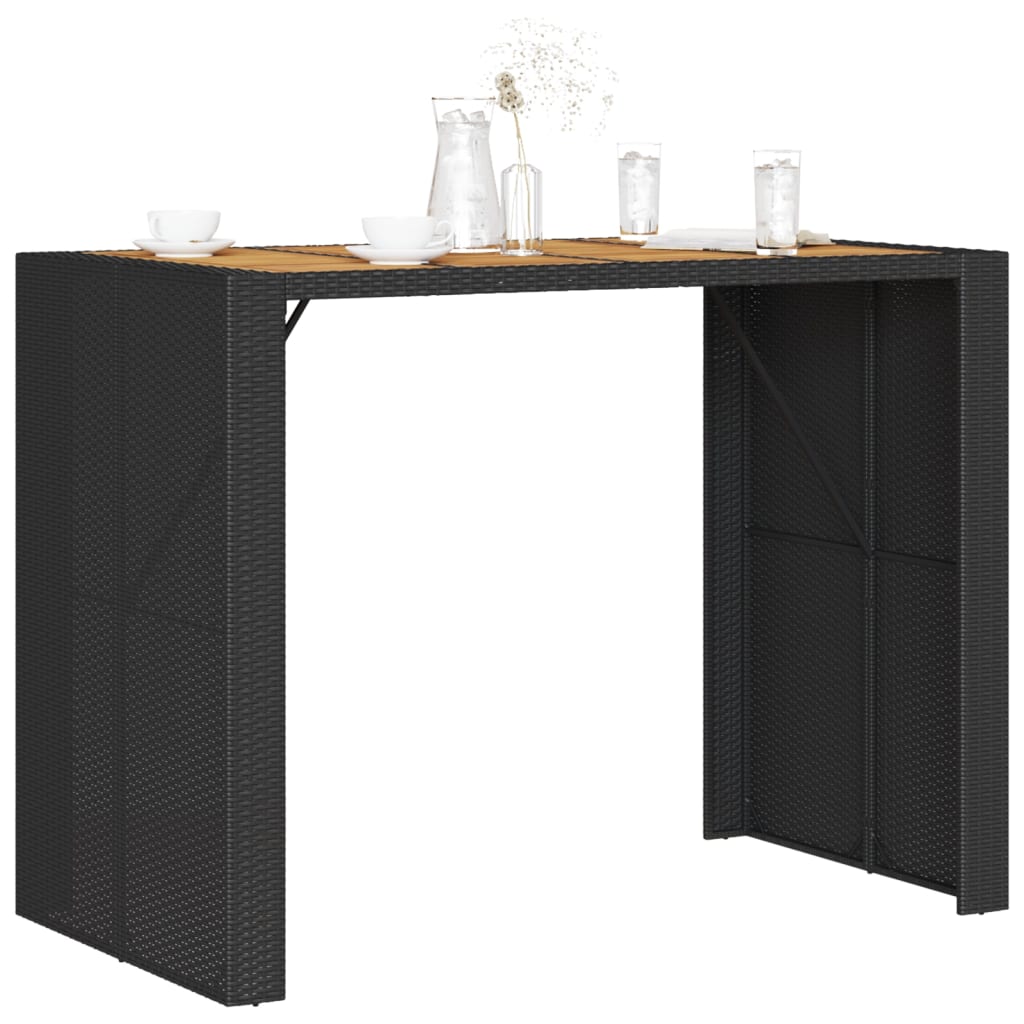 Tavolo Bar da Giardino Piano in Acacia 145x80x110 cm Polyrattan
