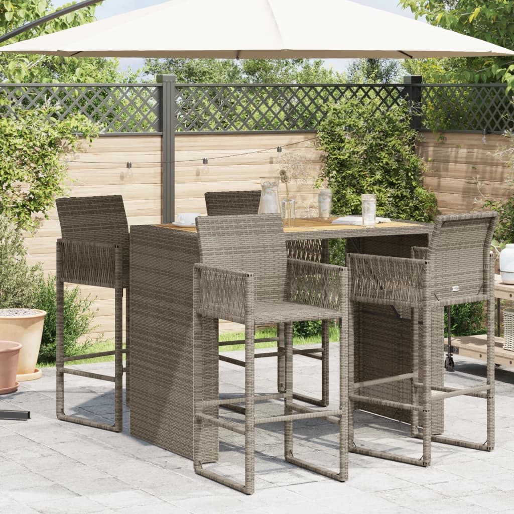 Tavolo Bar da Giardino Piano in Acacia 145x80x110 cm Polyrattan