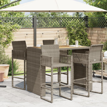 Tavolo Bar da Giardino Piano in Acacia 145x80x110 cm Polyrattan