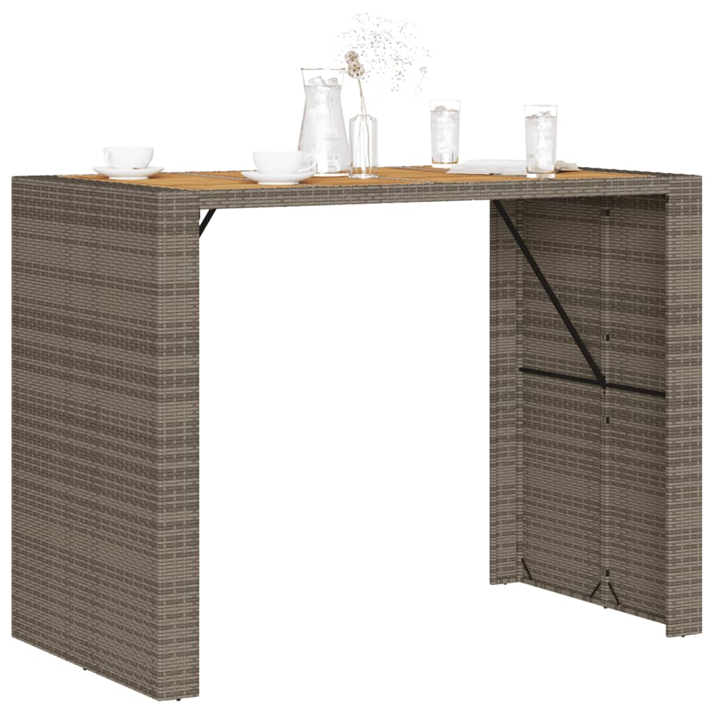 Tavolo Bar da Giardino Piano in Acacia 145x80x110 cm Polyrattan