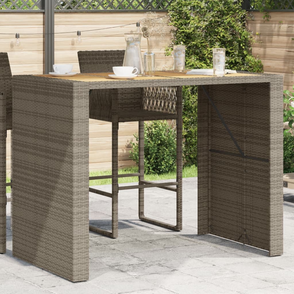 Tavolo Bar da Giardino Piano in Acacia 145x80x110 cm Polyrattan