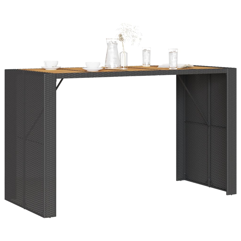 Tavolo Bar da Giardino Piano in Acacia 185x80x110 cm Polyrattan