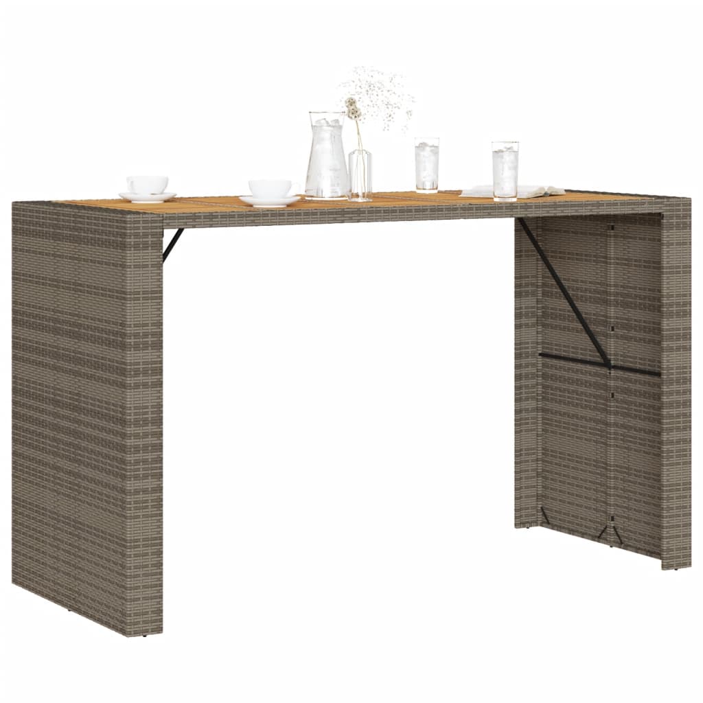 Tavolo Bar da Giardino Piano in Acacia 185x80x110 cm Polyrattan