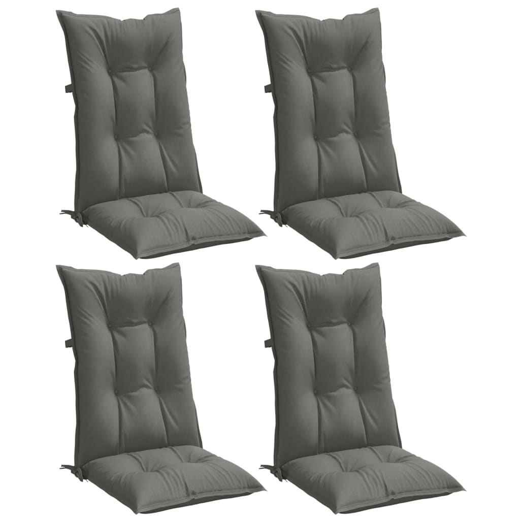 Cuscini Sedia Schiena Alta 4 Grigio MÃƒÂ©lange 120x50x7 Tessuto