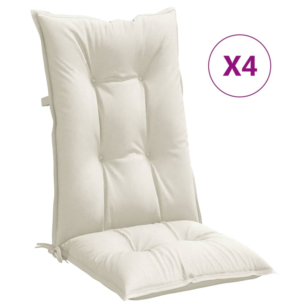 Cuscini Sedia Schiena Alta 4 Crema MÃ©lange 120x50x7 Tessuto