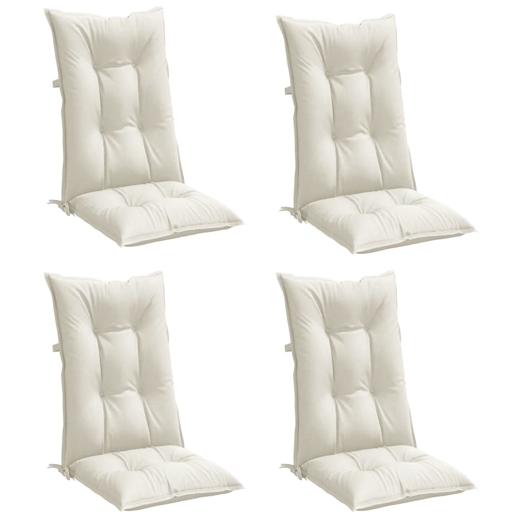 Cuscini Sedia Schiena Alta 4 Crema MÃ©lange 120x50x7 Tessuto