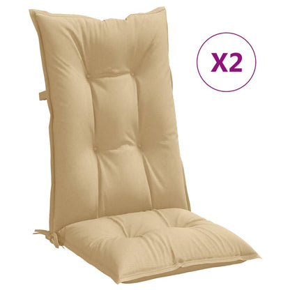 Cuscini Sedia Schiena Alta 2 Beige MÃ©lange 120x50x7 Tessuto