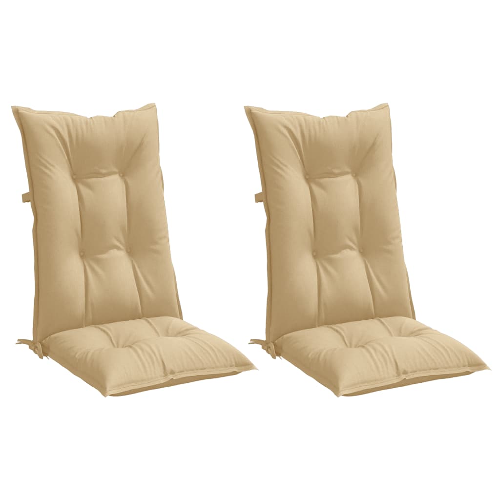 Cuscini Sedia Schiena Alta 2 Beige MÃ©lange 120x50x7 Tessuto