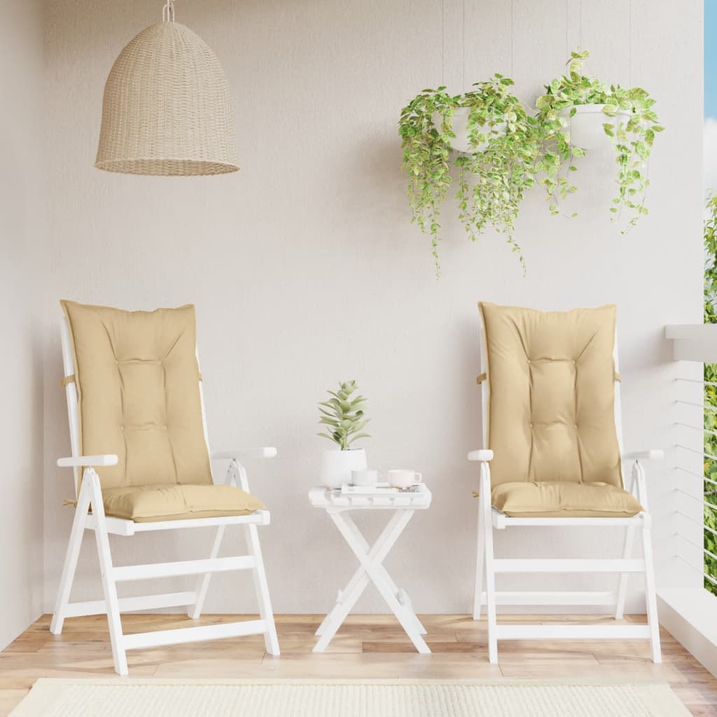 Cuscini Sedia Schiena Alta 2 Beige MÃ©lange 120x50x7 Tessuto