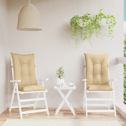 Cuscini Sedia Schiena Alta 2 Beige MÃ©lange 120x50x7 Tessuto