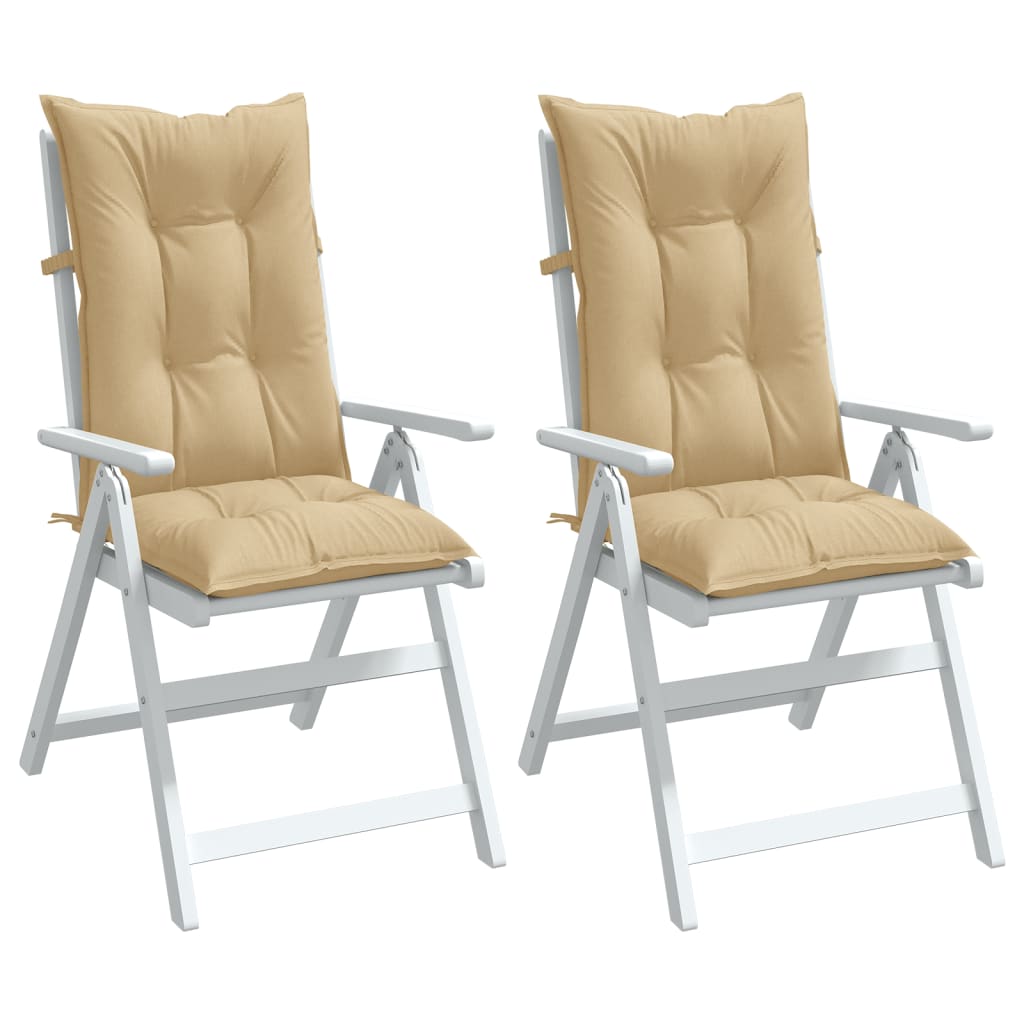 Cuscini Sedia Schiena Alta 2 Beige MÃ©lange 120x50x7 Tessuto
