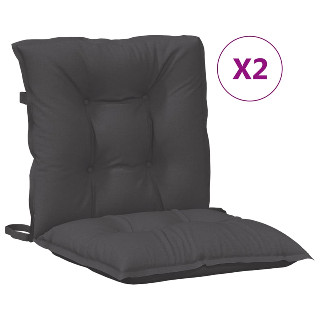 Cuscini Sedia Schiena Bassa 2 pz Antracite MÃƒÂ©lange 100x50x7 cm