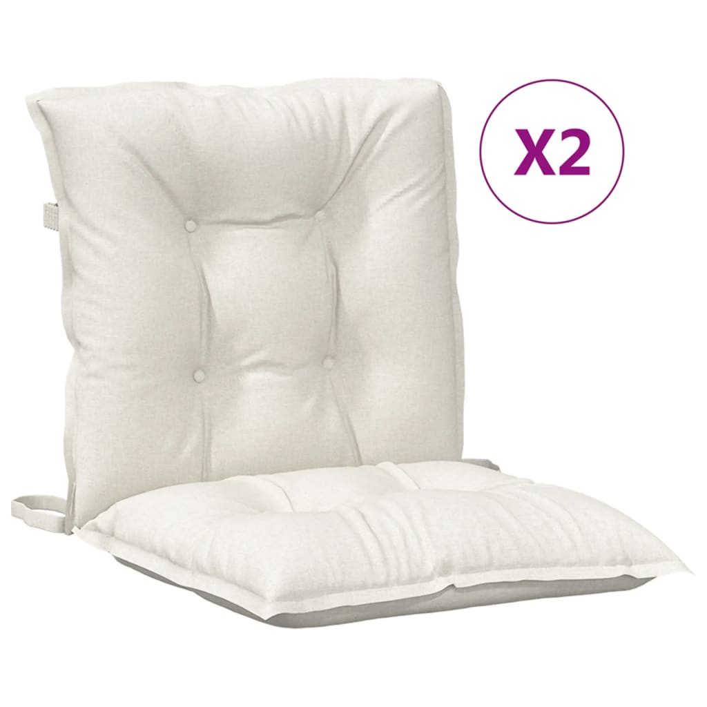 Cuscini Sedia Schiena Bassa 2 pz Crema MÃƒÂ©lange 100x50x7 Tessuto