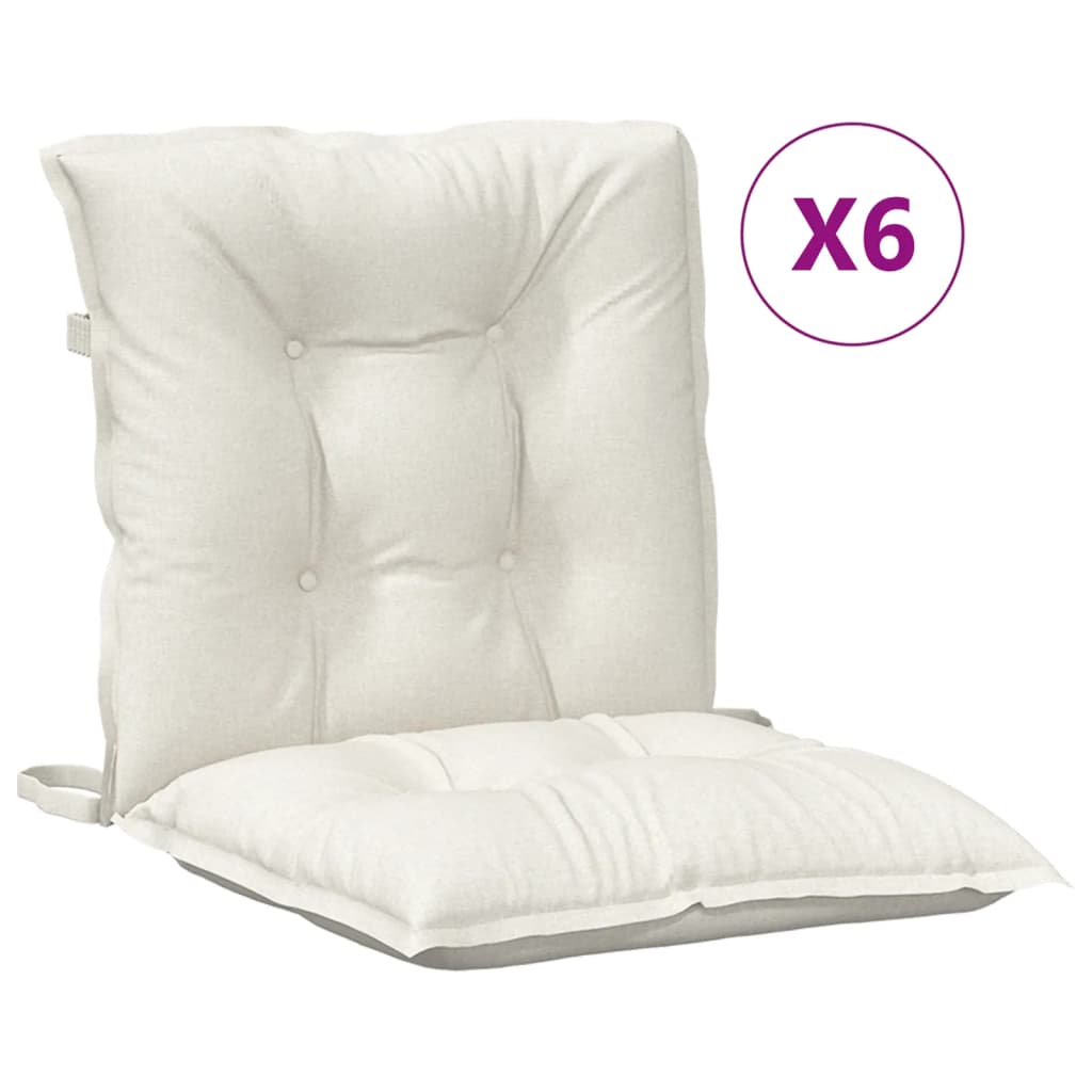 Cuscini Sedia Schiena Bassa 6 pz Crema MÃƒÂ©lange 100x50x7 Tessuto