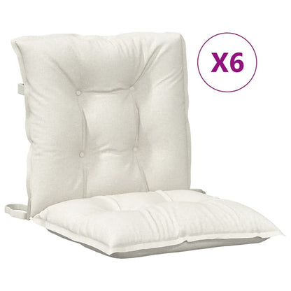Cuscini Sedia Schiena Bassa 6 pz Crema MÃƒÂ©lange 100x50x7 Tessuto