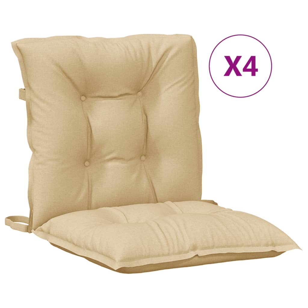 Cuscini Sedia Schiena Bassa 4 pz Beige MÃ©lange 100x50x7 Tessuto