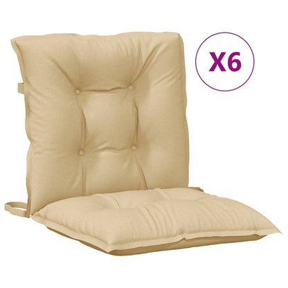 Cuscini Sedia Schiena Bassa 6 pz Beige MÃƒÂ©lange 100x50x7 Tessuto
