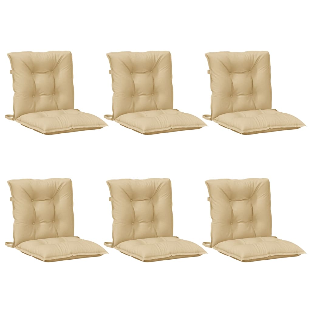 Cuscini Sedia Schiena Bassa 6 pz Beige MÃƒÂ©lange 100x50x7 Tessuto