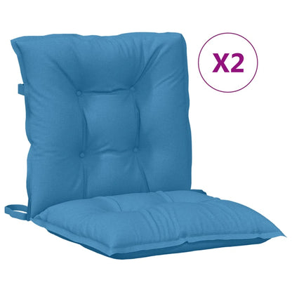 Cuscini Sedia Schiena Bassa 2 pz Blu MÃ©lange 100x50x7 Tessuto