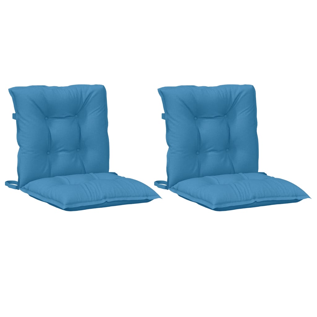 Cuscini Sedia Schiena Bassa 2 pz Blu MÃ©lange 100x50x7 Tessuto