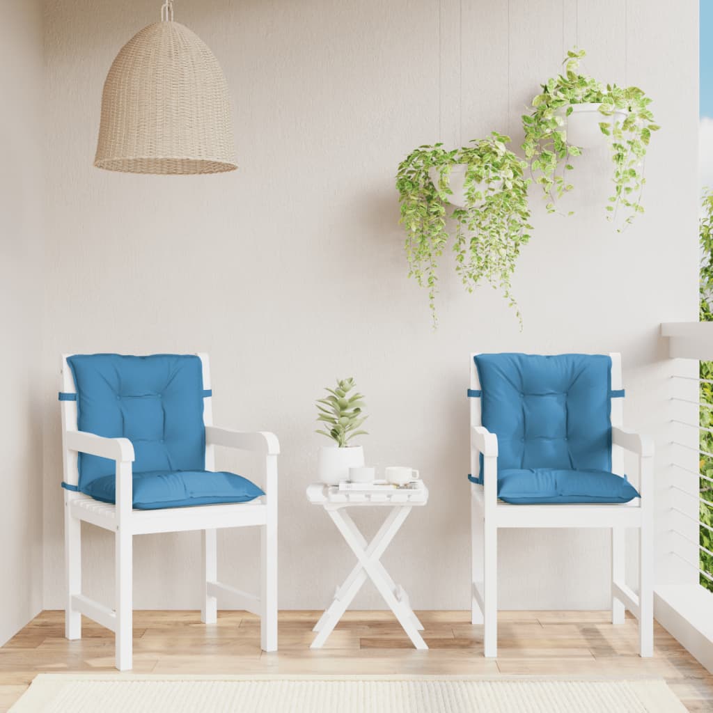 Cuscini Sedia Schiena Bassa 2 pz Blu MÃ©lange 100x50x7 Tessuto