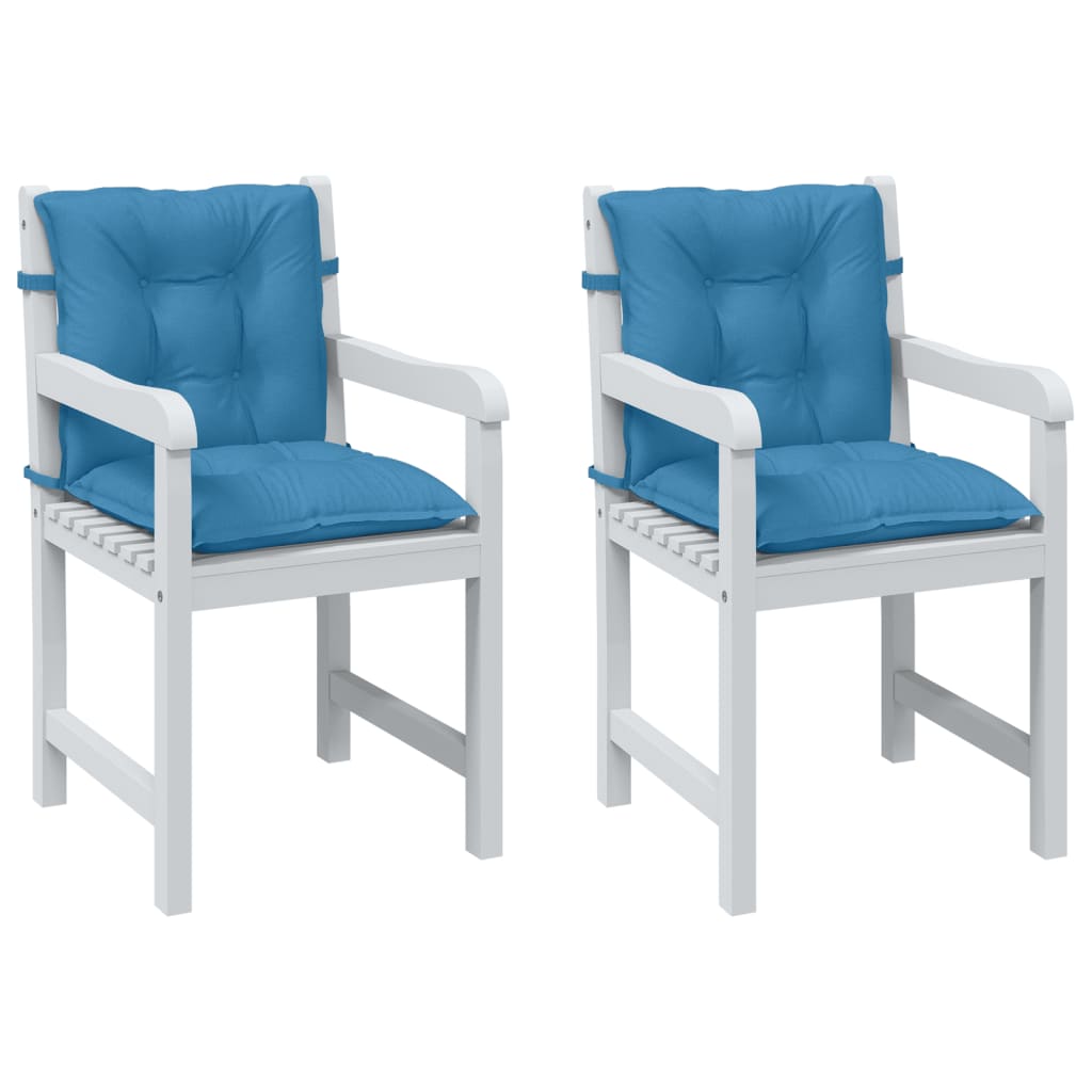 Cuscini Sedia Schiena Bassa 2 pz Blu MÃ©lange 100x50x7 Tessuto