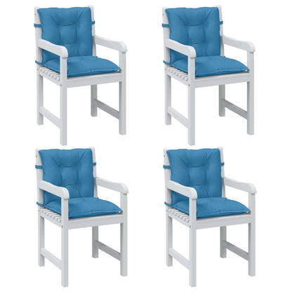 Cuscini Sedia Schiena Bassa 4 pz Blu MÃ©lange 100x50x7 Tessuto