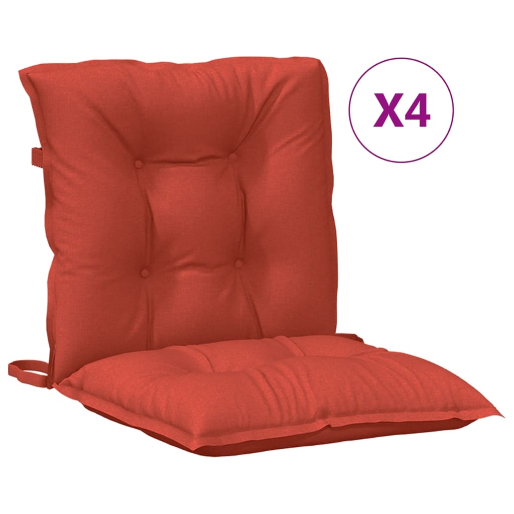 Cuscini Sedia Schiena Bassa 4 pz Rosso MÃƒÂ©lange 100x50x7 Tessuto