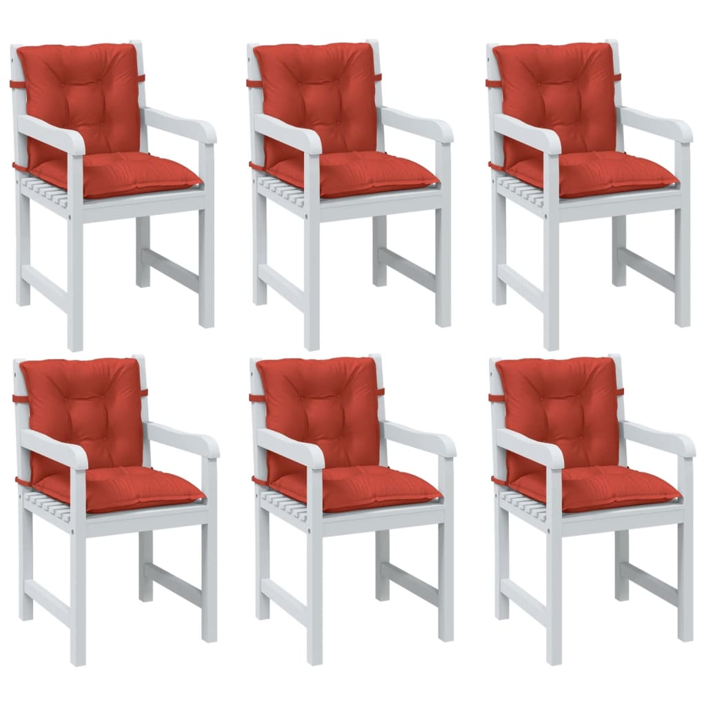 Cuscini Sedia Schiena Bassa 6 pz Rosso MÃ©lange 100x50x7 Tessuto