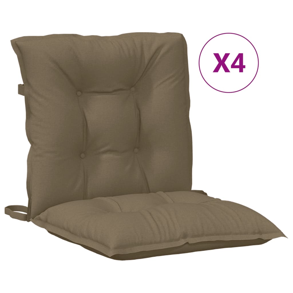 Cuscini Sedia Schiena Bassa 4 pz Tortora MÃƒÂ©lange Tessuto