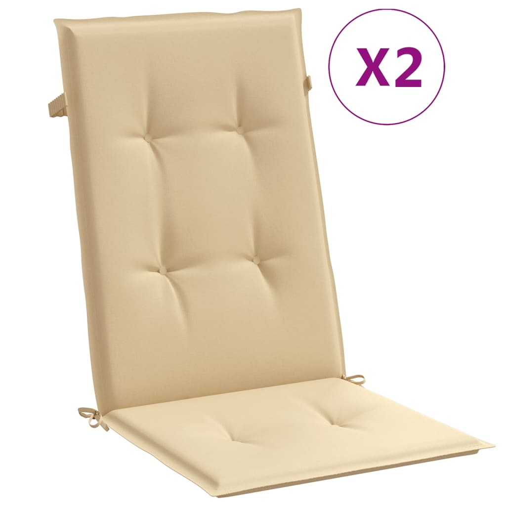 Cuscini Sedia Schiena Alta 2 Beige MÃ©lange 120x50x4 Tessuto