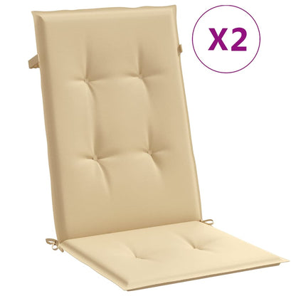 Cuscini Sedia Schiena Alta 2 Beige MÃ©lange 120x50x4 Tessuto
