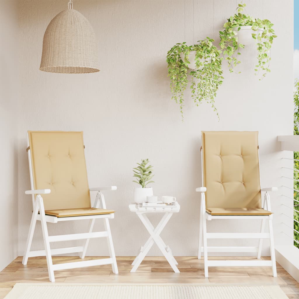 Cuscini Sedia Schiena Alta 2 Beige MÃ©lange 120x50x4 Tessuto