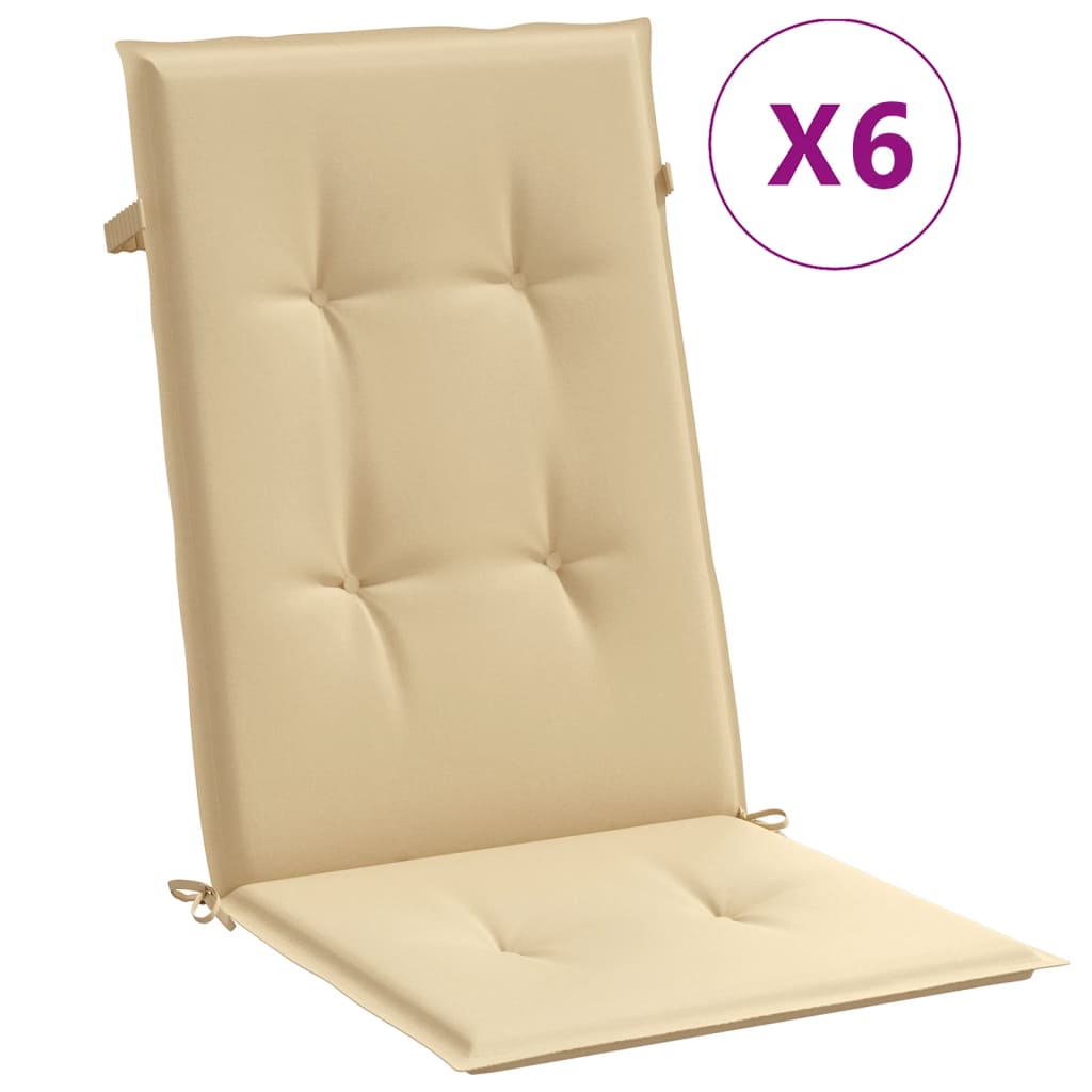 Cuscini Sedia Schiena Alta 6 Beige MÃ©lange 120x50x4 Tessuto