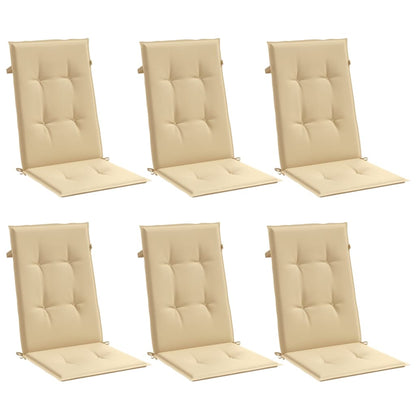 Cuscini Sedia Schiena Alta 6 Beige MÃ©lange 120x50x4 Tessuto