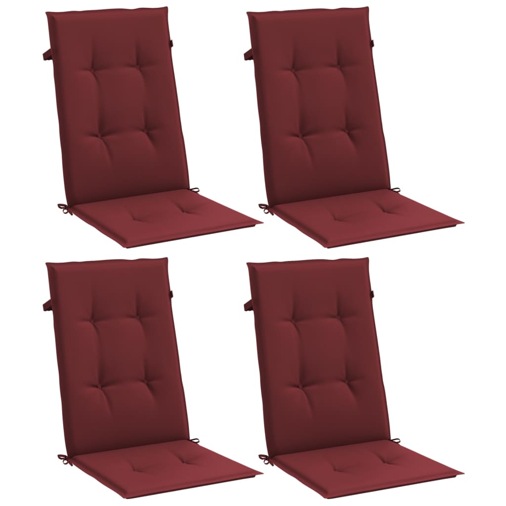 Cuscini Sedia Schiena Alta 4 Rosso Vino Mélange 120x50x4 cm