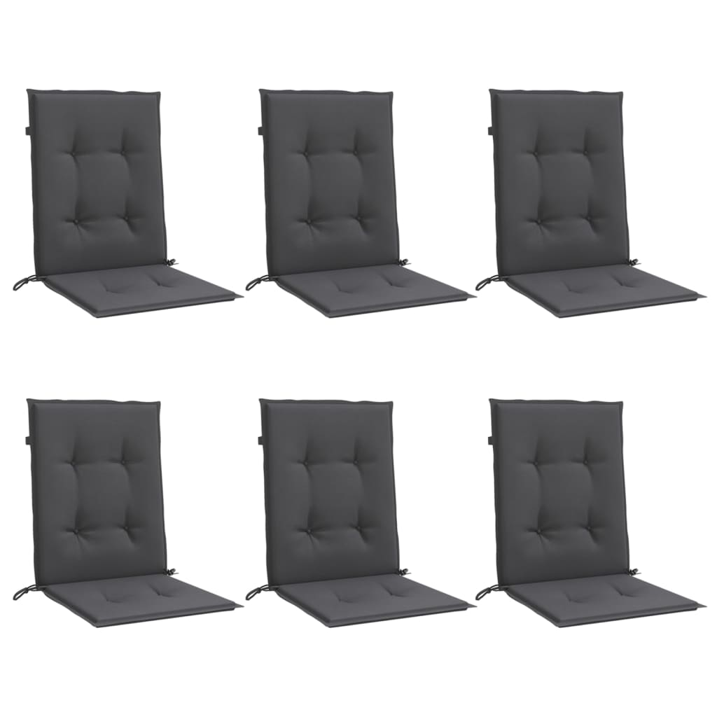 Cuscini Sedia Schiena Bassa 6 pz Antracite MÃ©lange 100x50x4 cm