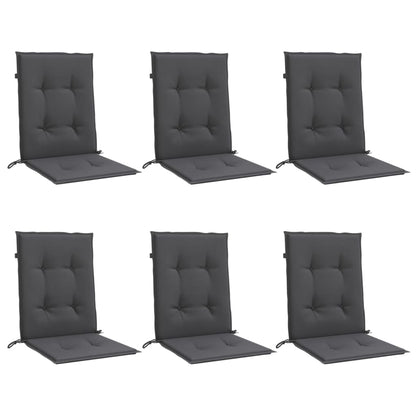 Cuscini Sedia Schiena Bassa 6 pz Antracite MÃ©lange 100x50x4 cm