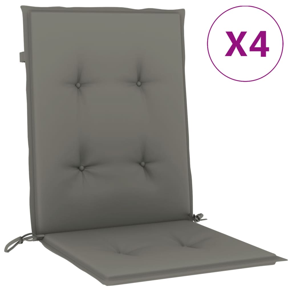 Cuscini Sedia Schiena Bassa 4 pz Grigio MÃ©lange 100x50x4 cm