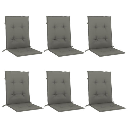 Cuscini Sedia Schiena Bassa 6 pz Grigio MÃ©lange 100x50x4 cm