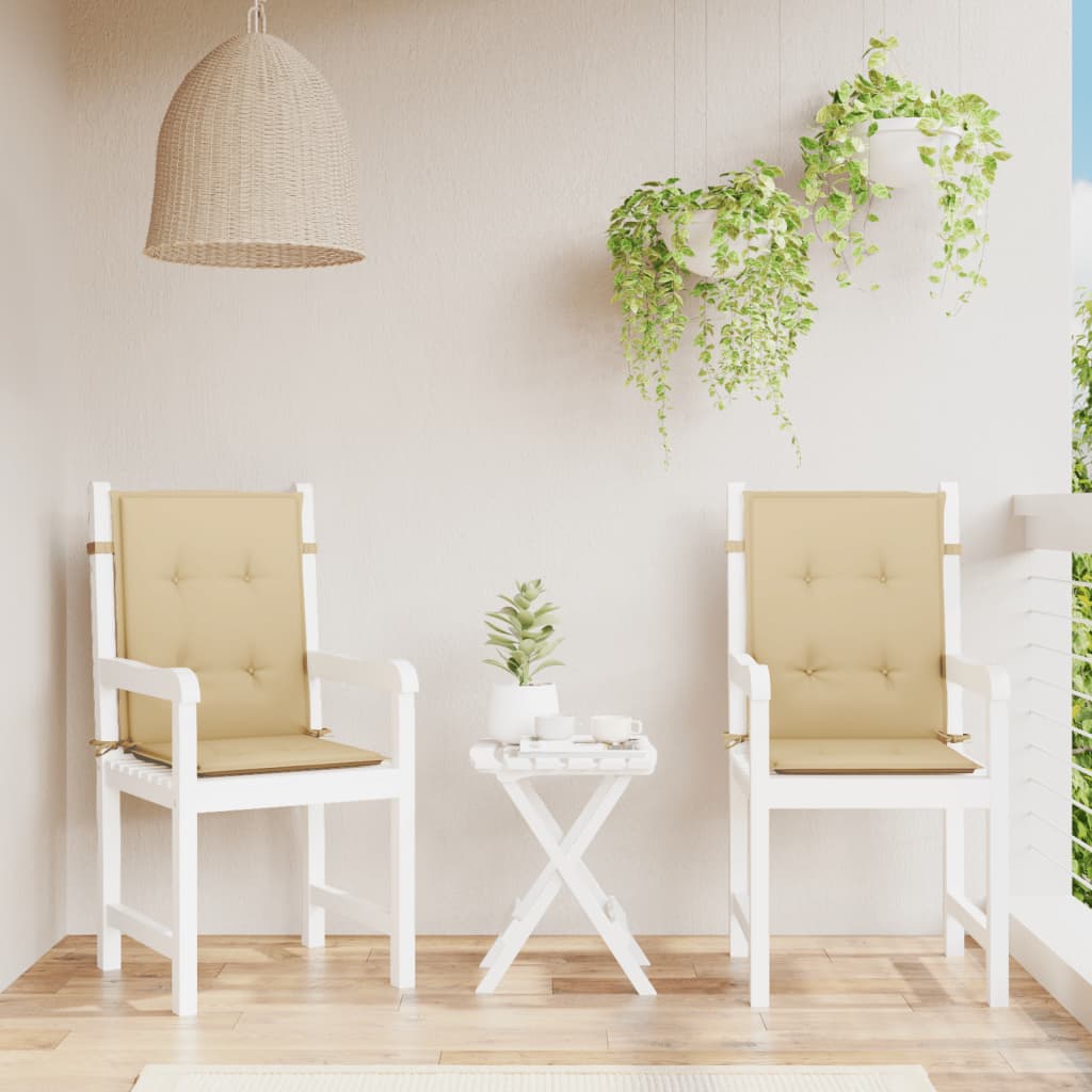 Cuscini Sedia Schiena Bassa 2 pz Beige MÃ©lange 100x50x4 Tessuto
