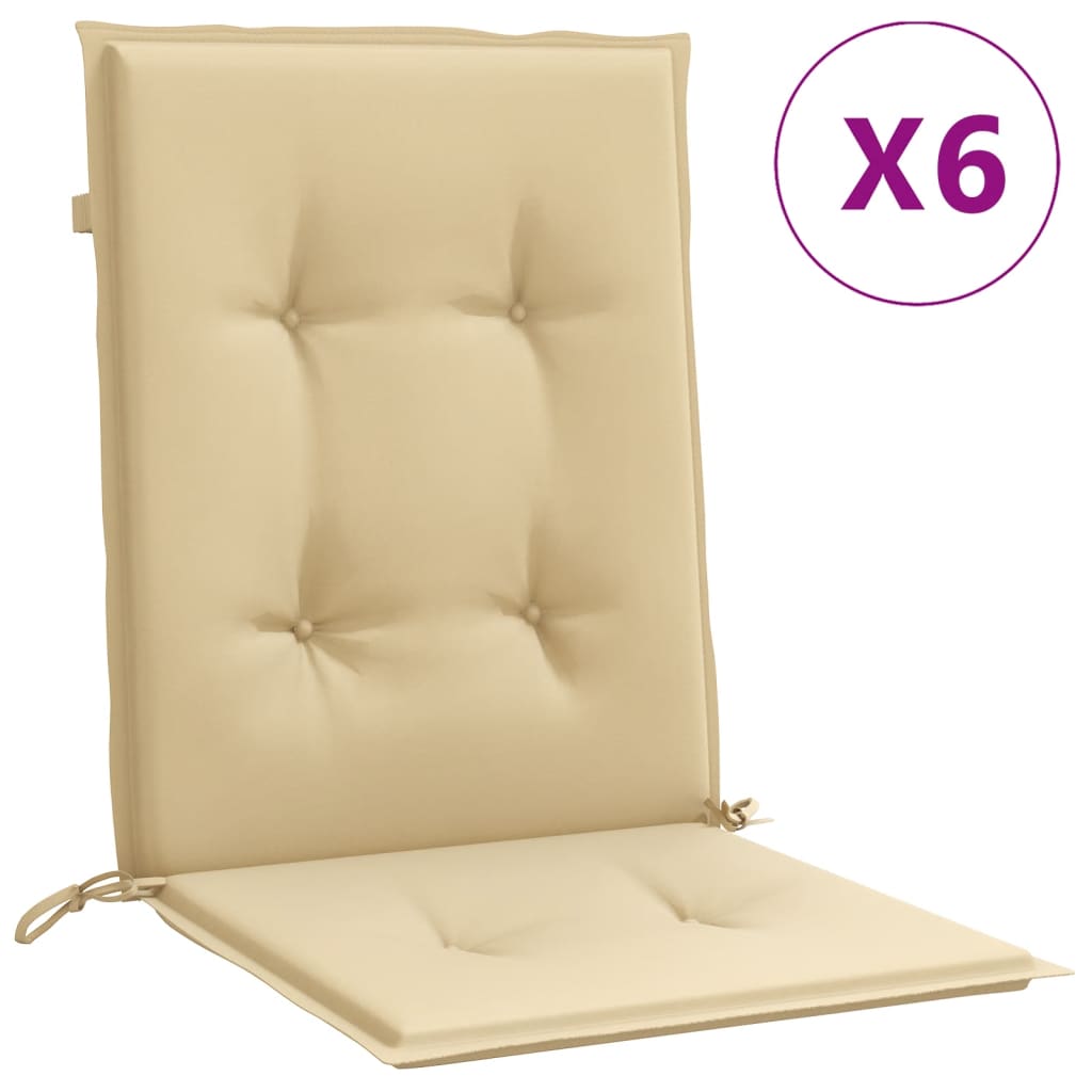 Cuscini Sedia Schiena Bassa 6 pz Beige MÃ©lange 100x50x4 Tessuto