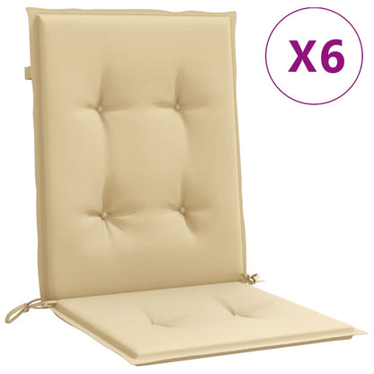 Cuscini Sedia Schiena Bassa 6 pz Beige MÃ©lange 100x50x4 Tessuto