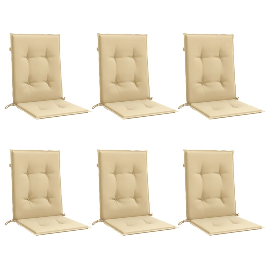 Cuscini Sedia Schiena Bassa 6 pz Beige MÃ©lange 100x50x4 Tessuto