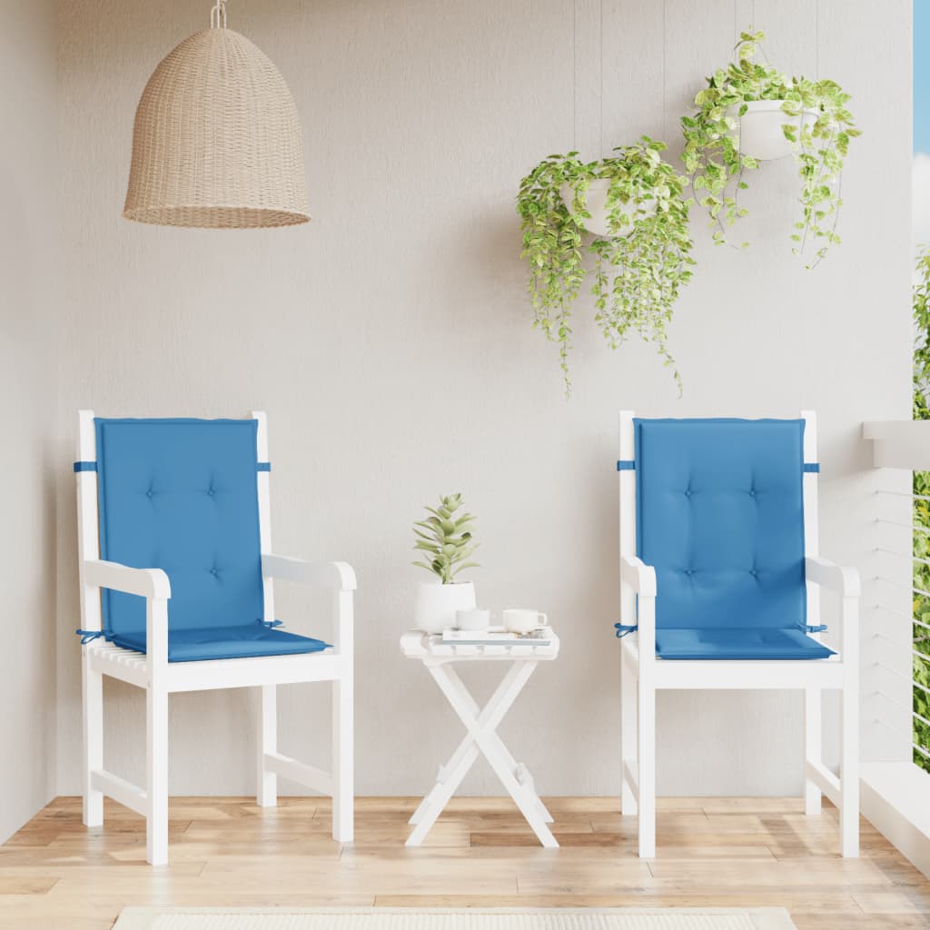 Cuscini Sedia Schiena Bassa 2 pz Blu MÃ©lange 100x50x4 Tessuto