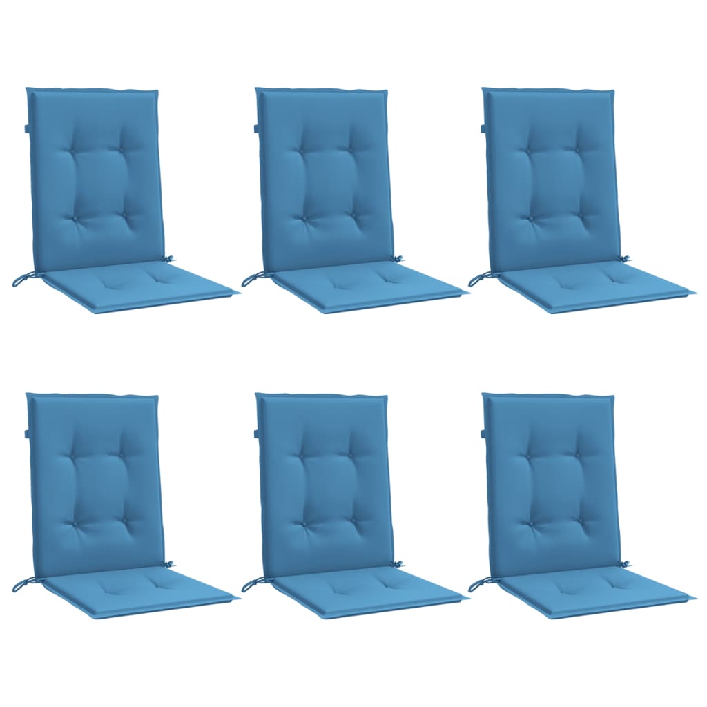 Cuscini Sedia Schiena Bassa 6 pz Blu MÃ©lange 100x50x4 Tessuto