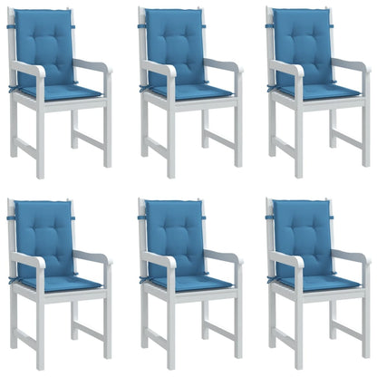 Cuscini Sedia Schiena Bassa 6 pz Blu MÃ©lange 100x50x4 Tessuto