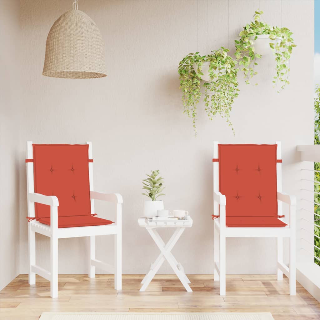 Cuscini Sedia Schiena Bassa 2 pz Rosso MÃ©lange 100x50x4 Tessuto